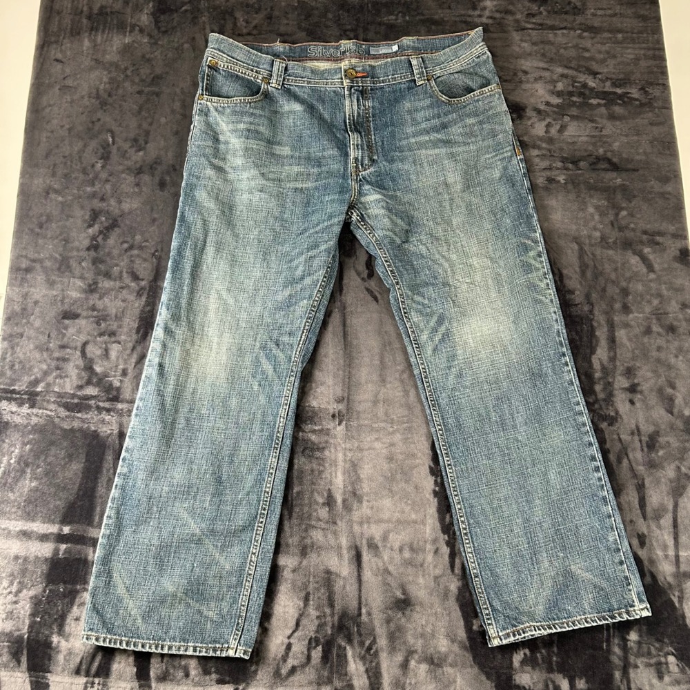 SilverTab Loose Jeans Mens 42x32 Blue Denim Relaxed Wide Leg Streetwear 1886